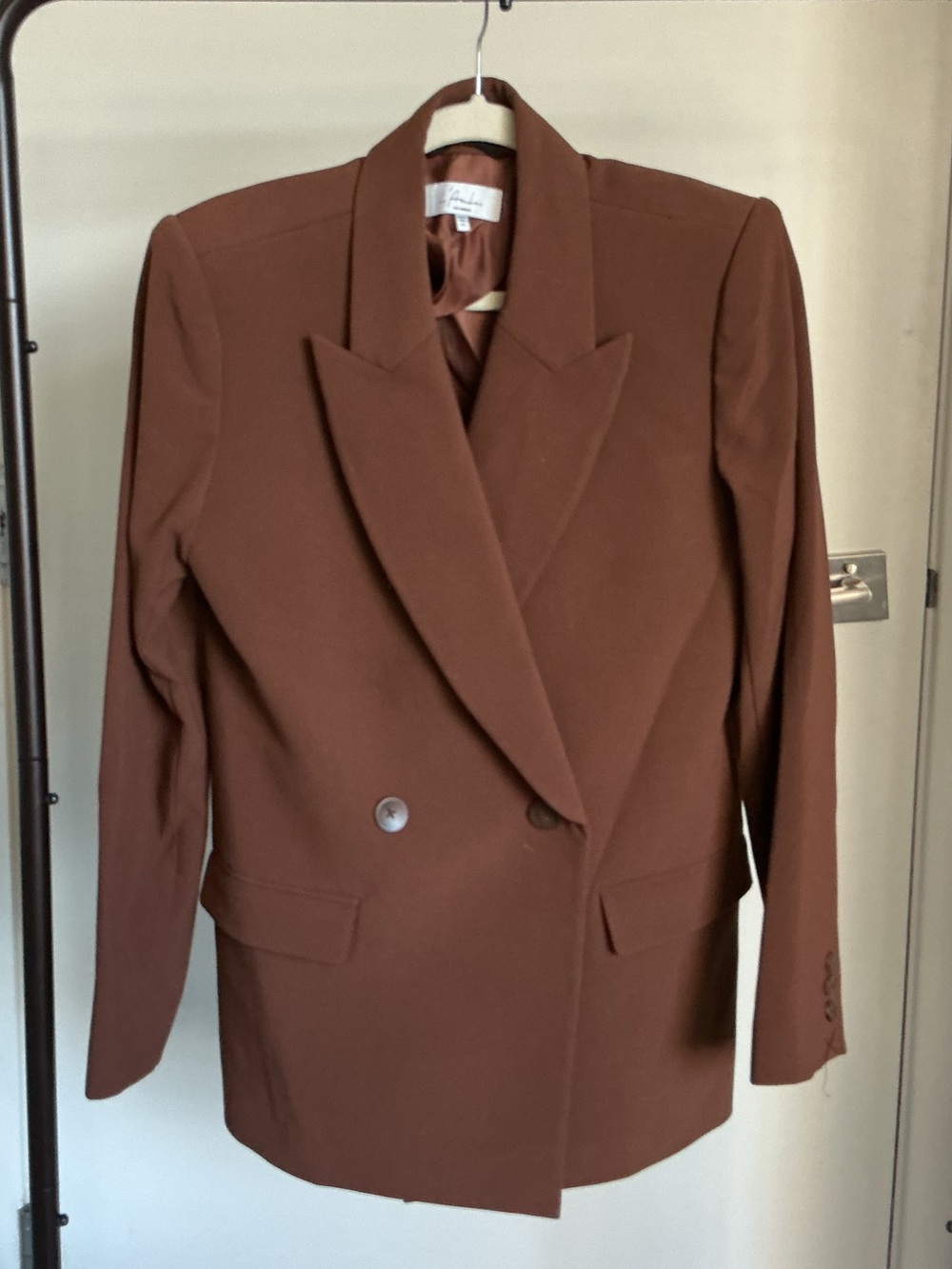 L'Academie Double-Breasted Brown Blazer